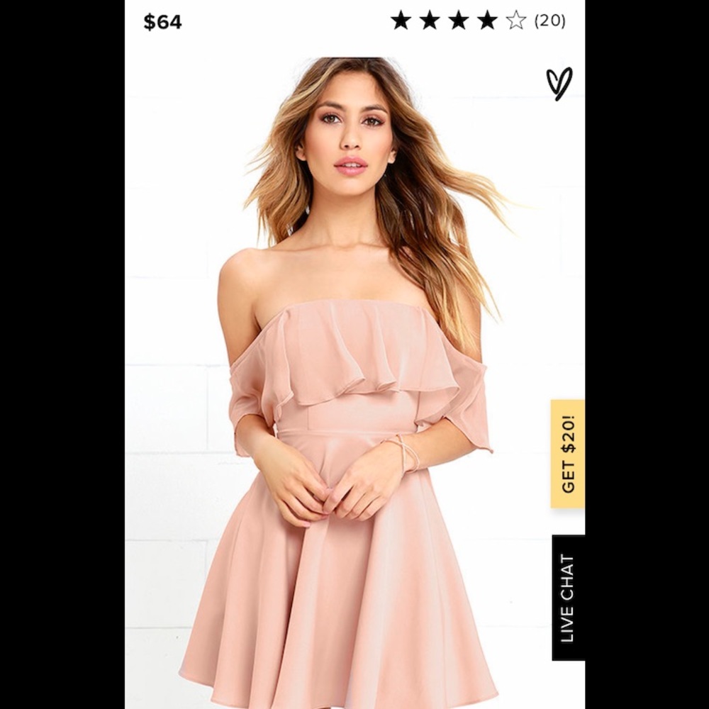 Lulus blush pink off the shoulder dress